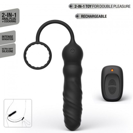 фото Анальный вибратор Dorcel Deep Seeker с эрекционным кольцом и пультом ДУ  || фото Анальний вібратор Dorcel Deep Seeker з ерекційним кільцем і пультом ДК 