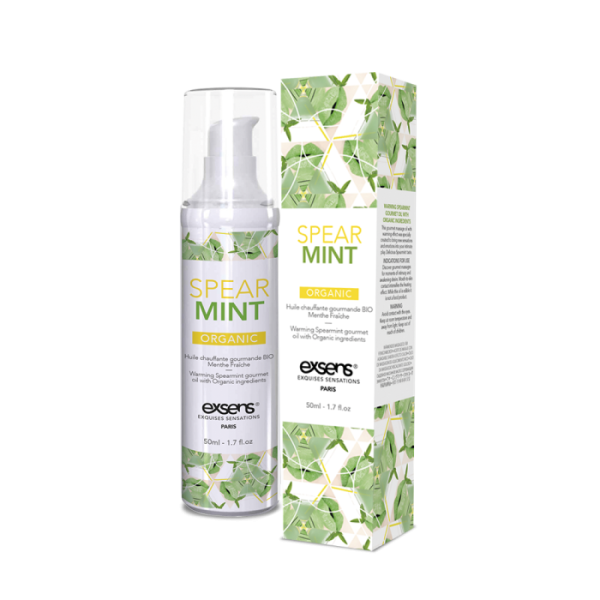 купить Массажное масло EXSENS Organic Spear Mint 50мл разогревающее, без сахара, без парабенов, съедобное