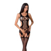 фото Бодистокинг Passion BS066 black, комбинезон, имитация чулок и пояса