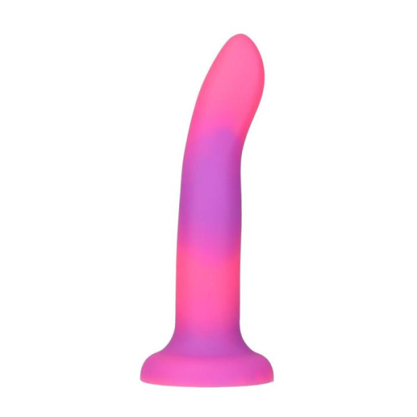 купить Светящийся в темноте фаллоимитатор ADDICTION - Rave - 8" Glow in the Dark Dildo - Pink Purple