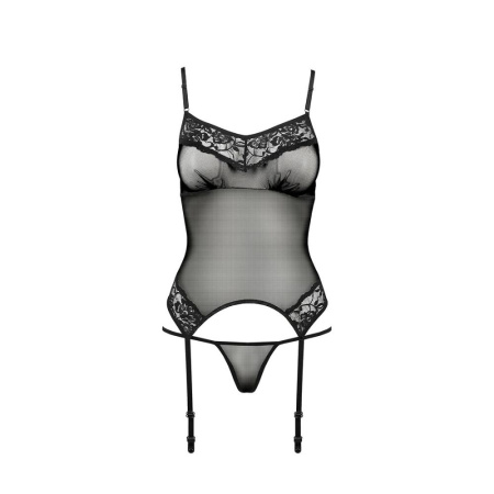 фото Корсет с пажами MELANIA CORSET black XXL/XXXL - Passion, трусики, полупрозрачный  || фото Корсет з пажами MELANIA CORSET black XXL/XXXL - Passion, трусики, напівпрозорий 