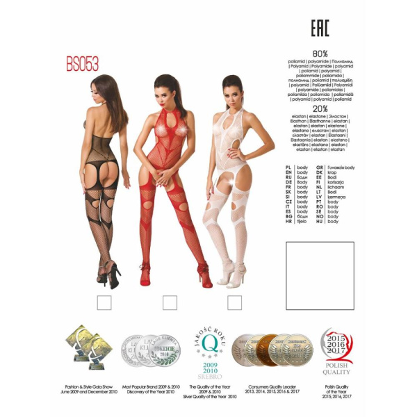 купить Бодистокинг Passion BS053 white, комбинезон, имитация чулок и пояса