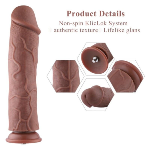 купить Силиконовый фаллоимитатор для секс-машин Hismith 11″ Silicone Dildo, система KlicLok