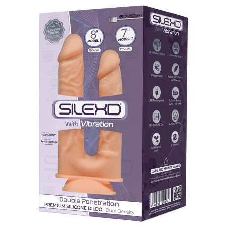 фото Фаллоимитатор двойной с вибрацией SilexD Double Gusto Flesh Motor (Model 1 size 8" & 7"), двухслойны  || фото Фалоімітатор подвійний з вібрацією SilexD Double Gusto Flesh Motor (Model 1 size 8" & 7"), двошарови 