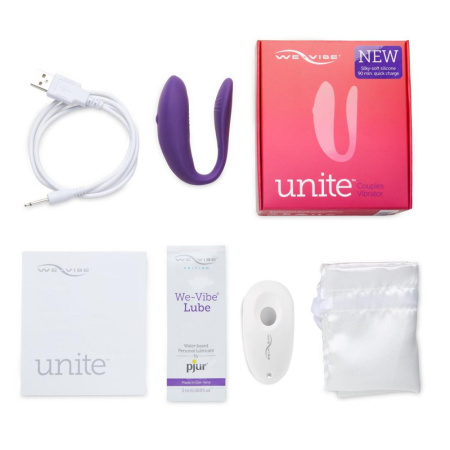 фото Недорогой вибратор для пар We-Vibe Unite Purple, однокнопочный пульт ДУ  || фото Недорогий вібратор для пар We-Vibe Unite Purple, однокнопковий пульт ДК 