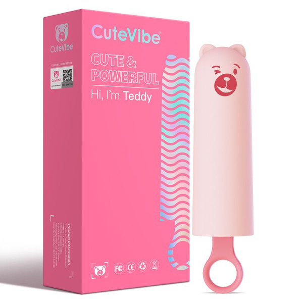 купити Вібратор CuteVibe Teddy Pink (Black Dildo), реалістичний вібратор під виглядом морозива