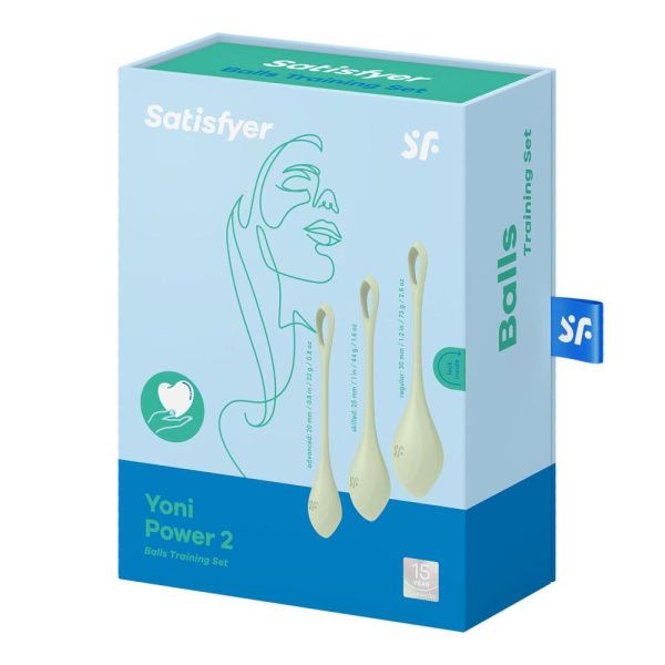 купить Набор йони бусин Satisfyer Yoni Power 2 Light Green, диаметр 2-2,5-3см, вес 22-44-73гр