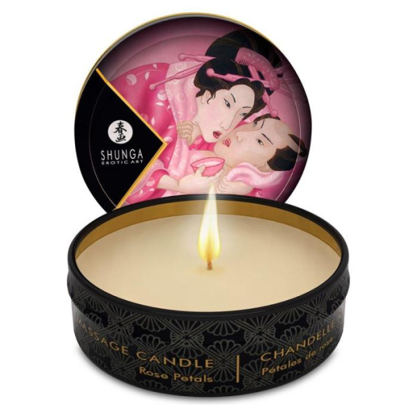 купить Массажная свеча Shunga Mini Massage Candle - Rose Petals (30 мл) с афродизиаками