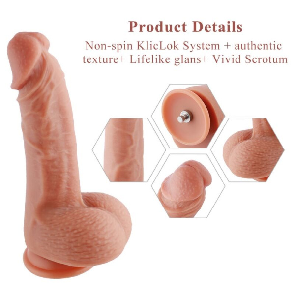 купить Ультрареалистичный фаллоимитатор для секс-машин Hismith 8.3″ 2-layers Silicone Flesh Dildo, двухслой