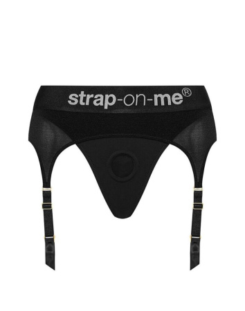 фото Трусы для страпона с подвязками для чулок Strap-On-Me REBEL HARNESS - M  || фото Труси для страпону з підв'язками для панчох Strap-On-Me REBEL HARNESS - M 