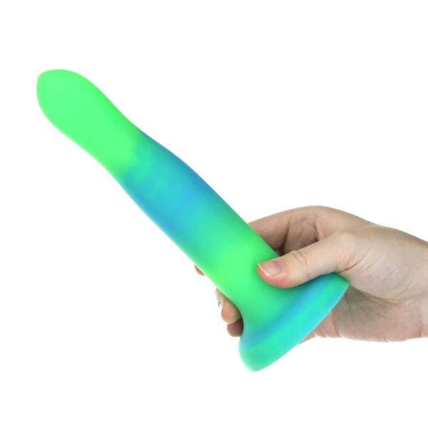 купить Светящийся в темноте фаллоимитатор ADDICTION - Rave - 8" Glow in the Dark Dildo - Blue Green