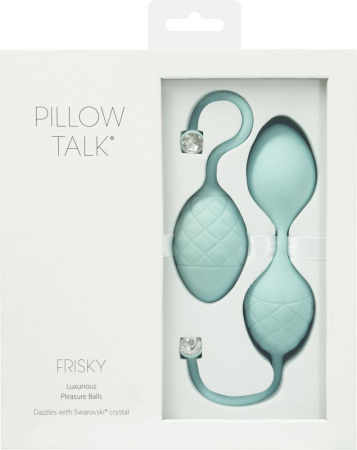 фото Роскошные вагинальные шарики PILLOW TALK - Frisky Teal с кристаллом, диаметр 3,2см, вес 49-75гр  || фото Розкішні вагінальні кульки PILLOW TALK - Frisky Teal з кристалом, діаметр 3,2 см, вага 49-75 гр 