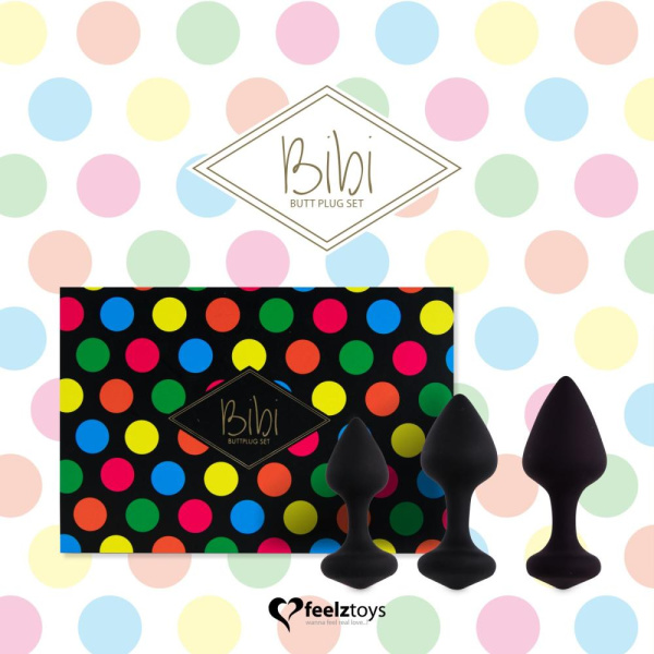 купить Набор силиконовых анальных пробок FeelzToys - Bibi Butt Plug Set 3 pcs Black
