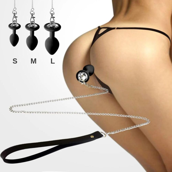 купить Силиконовая анальная пробка Art of Sex Silicone Anal Plug with Leash size S с поводком Black