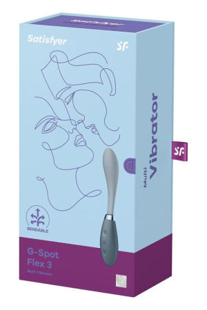 фото Вибратор Satisfyer G-Spot Flex 3 Grey, гибкий ствол с фиксацией положения  || фото Вібратор Satisfyer G-Spot Flex 3 Grey, гнучкий стовбур із фіксацією положення 