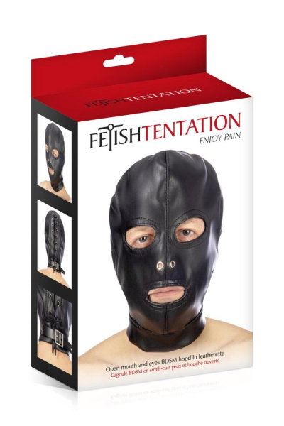 купить Капюшон для БДСМ с открытыми глазами и ртом Fetish Tentation Open mouth and eyes BDSM hood