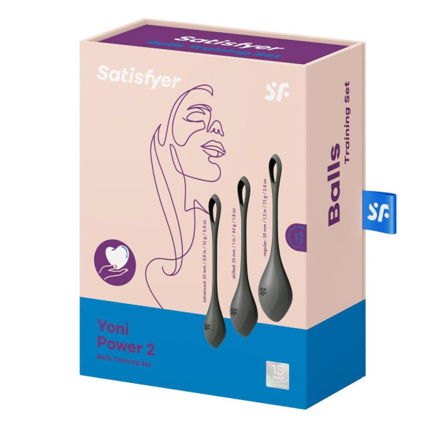 купить Набор йони бусин Satisfyer Yoni Power 2 Black, диаметр 2-2,5-3см, масса 22-44-73 г