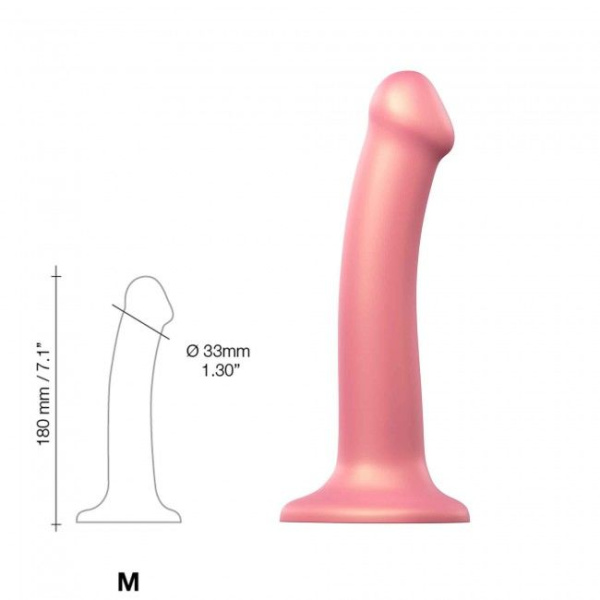 купить Насадка для страпона Strap-On-Me Mono Density Dildo Rose M, диам. 3,3см, однослойный силикон, гибкий