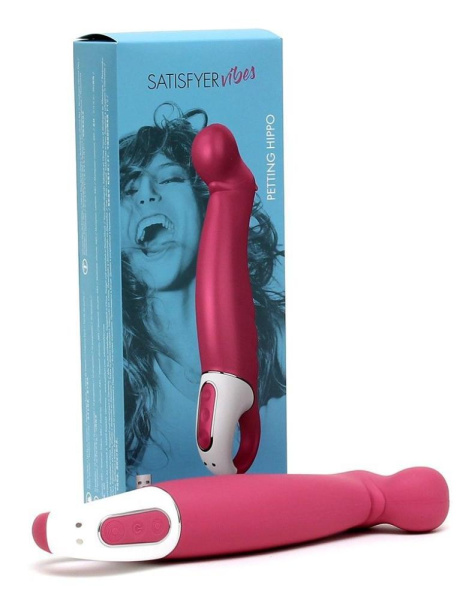 купити Мощный вибратор Satisfyer Vibes Petting Hippo с гибким стволом, литой силикон