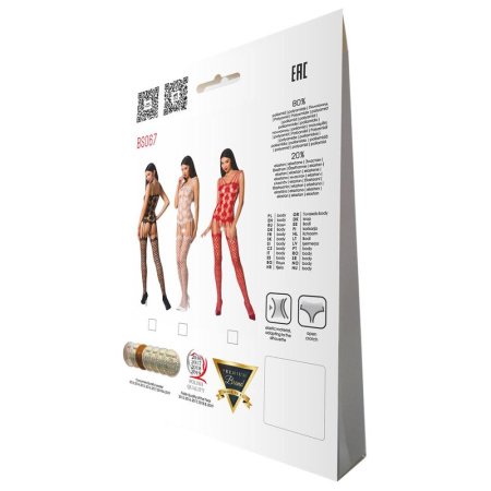 фото Бодистокинг Passion BS067 red, комбинезон, имитация чулок и топа на бретелях  || фото Бодістокінг Passion BS067 red, комбінезон, імітація панчох і топа на бретелях 
