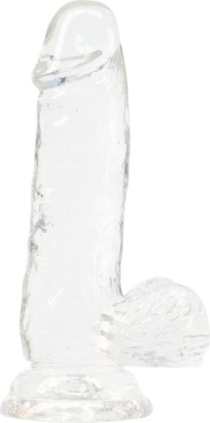 купить Прозрачный фаллоимитатор на присоске ADDICTION — Clear Dildo with Balls 6″, вибропуля в подарок