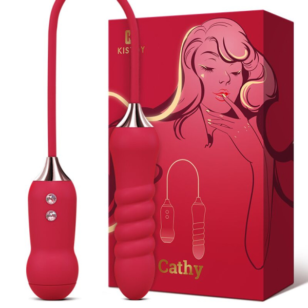 купити Пульсатор з вакуумним стимулятором Kistoy Cathy Red на гнучкому з'єднанні
