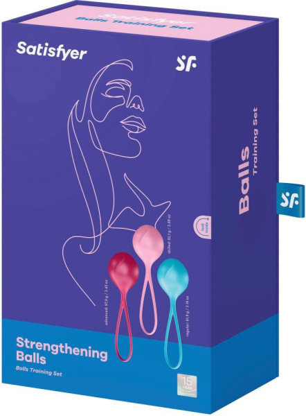 купити Вагінальні кульки Satisfyer Strengthening Balls (3шт), діаметр 3,8см, вага 62-82-98гр, монолітні
