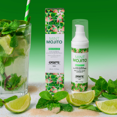 фото Массажное масло EXSENS Mojito 50мл разогревающее, без сахара, без парабенов, съедобное  || фото Масажна олія EXSENS Mojito 50мл розігріває, без цукру, без парабенів, їстівна 