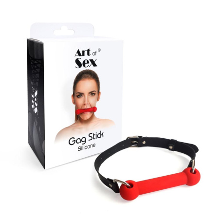 фото Кляп Палка, силикон и натуральная кожа, Art of Sex - Gag Stick Silicon, Красный  || фото Кляп Палиця, силікон та натуральна шкіра, Art of Sex - Gag Stick Silicon, Червоний 