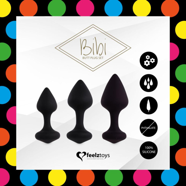 купить Набор силиконовых анальных пробок FeelzToys - Bibi Butt Plug Set 3 pcs Black