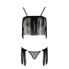фото Комплект белья KASSANDRA SET OpenBra black L/XL - Passion Exclusive: лиф из бахромы, трусики-юбка  || фото Комплект білизни KASSANDRA SET OpenBra black L/XL - Passion Exclusive: ліф з бахромою, трусики-спідн 