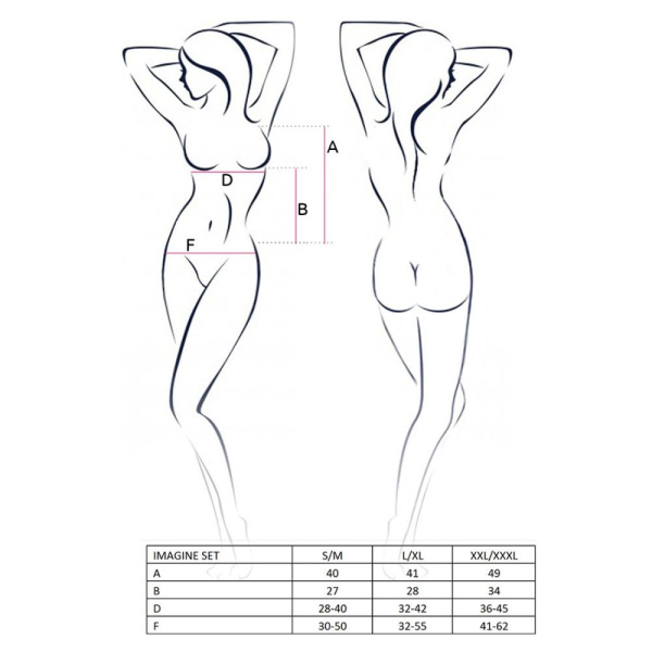 купить Комплект белья IMAGINE SET OpenBra black L/XL - Passion: лиф - мини-сорочка, трусики с оборками