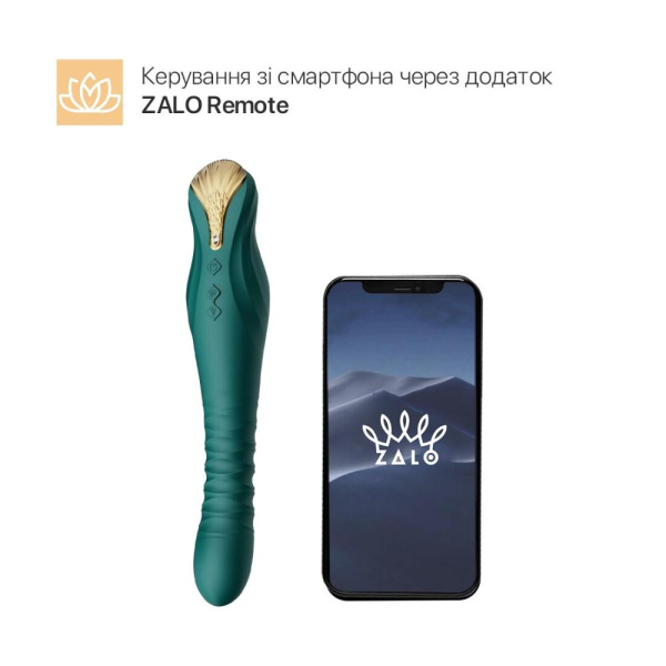 купити Смартвібратор-пульсатор Zalo — King Turquoise Green, кристал Swarovski