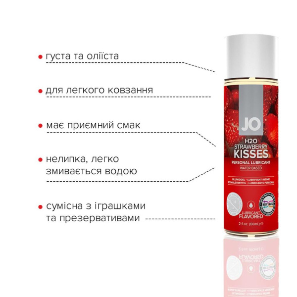 купить Смазка на водной основе System JO H2O - Strawberry Kiss (60 мл) без сахара, растительный глицерин