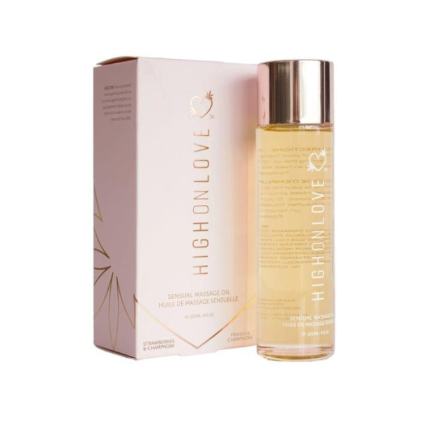 купить Массажное масло HighOnLove Massage Oil - Strawberry & Champagne (120 мл) с маслом семян конопли