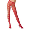 фото Эротические колготки-бодистокинг Passion S008 red, ажурные колготки с вырезом и лампасами-сеткой