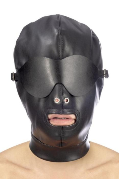 купить Капюшон для БДСМ со съемной маской Fetish Tentation BDSM hood in leatherette with removable mask