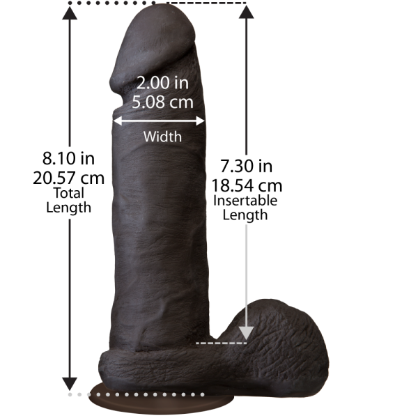 купить Фаллоимитатор Doc Johnson The Realistic Cock 8 inch Black - ULTRASKYN, Vack-U-Lock, диаметр 5,1см