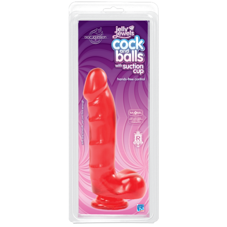 фото Фаллоимитатор Doc Johnson Jelly Jewels Cock & Balls Red, диаметр 3,6см, антибактериальный ПВХ  || фото Фалоімітатор Doc Johnson Jelly Jewels Cock&Balls Red, діаметр 3,6 см, антибактеріальний ПВХ 