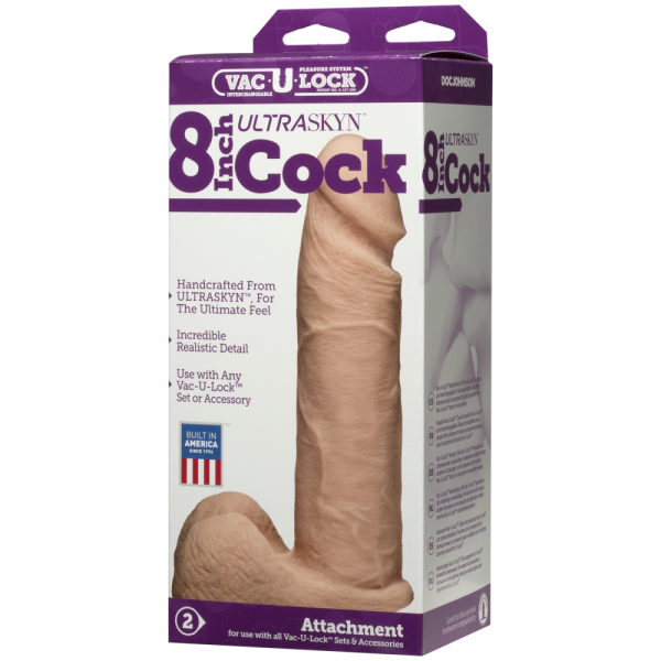 купить Фаллоимитатор Doc Johnson Vac-U-Lock - 8 Inch ULTRASKYN Cock White, диаметр 5,1см