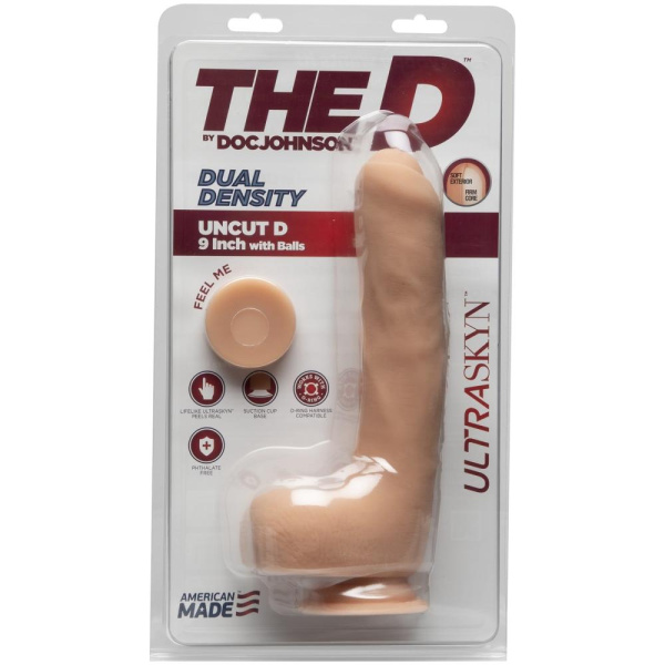 купить Фаллоимитатор Doc Johnson The D - Uncut D - 9 Inch With Balls ULTRASKYN, диаметр 4,5см, необрезанный