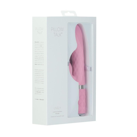 фото Роскошный кролик с ротацией и вибрацией Pillow Talk Lively, Pink, кристалл Сваровски, тройной отрост  || фото Розкішний кролик з ротацією та вібрацією Pillow Talk Lively Pink, кристал Сваровскі, потрійний відро 