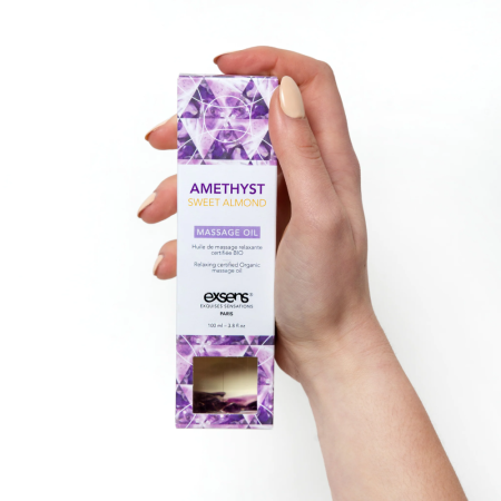 фото Массажное масло EXSENS Amethyst Sweet Almond (расслабляющее с аметистом) 100мл, натуральное  || фото Масажна олія EXSENS Amethyst Sweet Almond (розслаблююча, з аметистом) 100мл, натуральна 