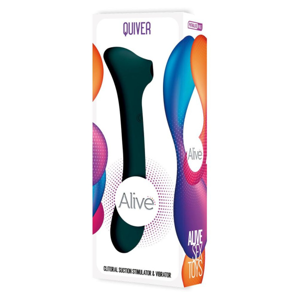 купити Вібратор та вакуумний кліторальний стимулятор 2-в-1 Alive Quiver Teal оновлена ​​модель