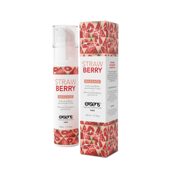купить Массажное масло EXSENS Strawberry 50 мл разогревающее, без сахара, без парабенов, съедобное