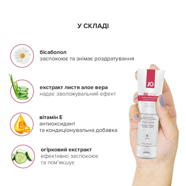 купить Восстанавливающий вагинальный крем System JO Renew (120 мл), бисаболол, алоэ вера и экстракт огурца